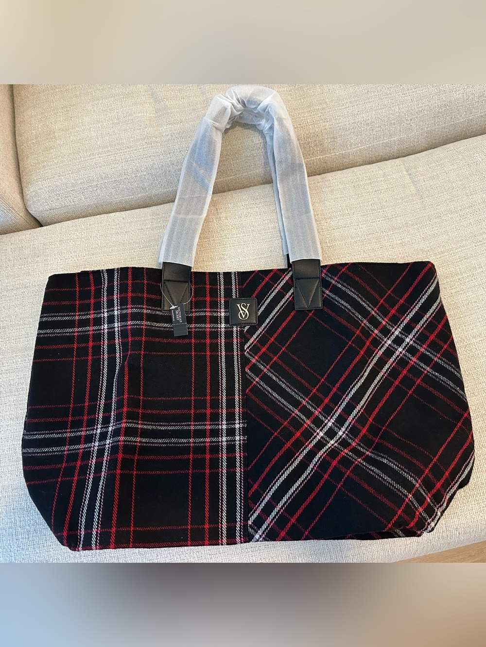 Black & Red Plaid Tote Bag